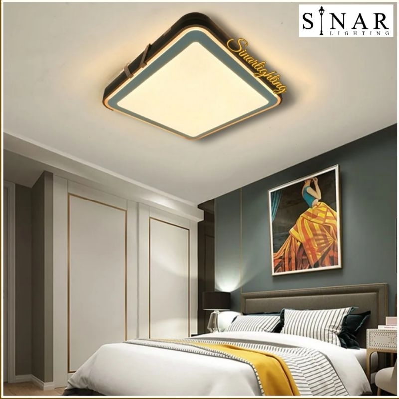 Lampu hias plafon kotak LED 3 warna cahaya 906