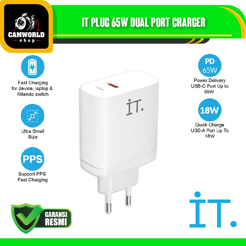 IT Plug 65W Dual Port Charger - Charger IT Dual Port 65 Watt