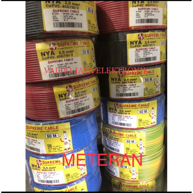 SUPREME Kabel Listrik Tunggal Meteran 1x2,5 Kabel kawat Tunggal Suprime