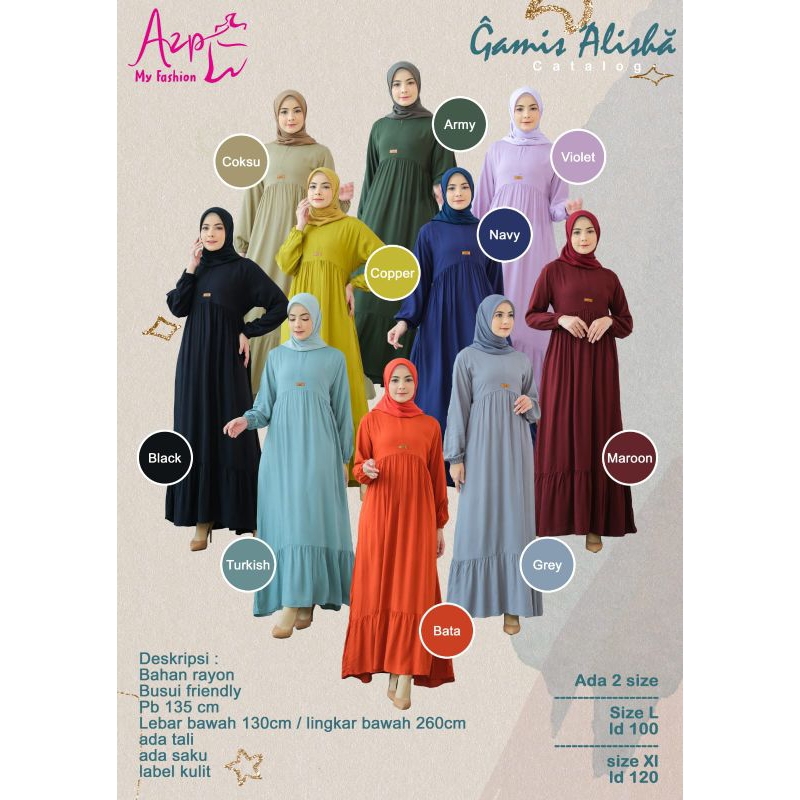 GAMIS ALISHA BAHAN RAYON ADEM DAN LEMBUT