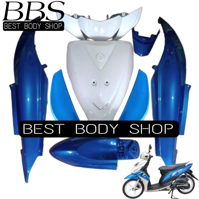 Full Cover Body Halus Yamaha Mio J | Full Set Bodi Halus Mio J Warna Putih Biru