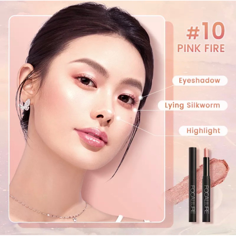 FOCALLURE - Cream Shimmer Single Eyeshadow Pencil Gel Long-Lasting Waterproof Sweatproof Ultra Slim Eyeliner Pen Tahan air Awet Eye Makeup Kosmetik Viral BPOM