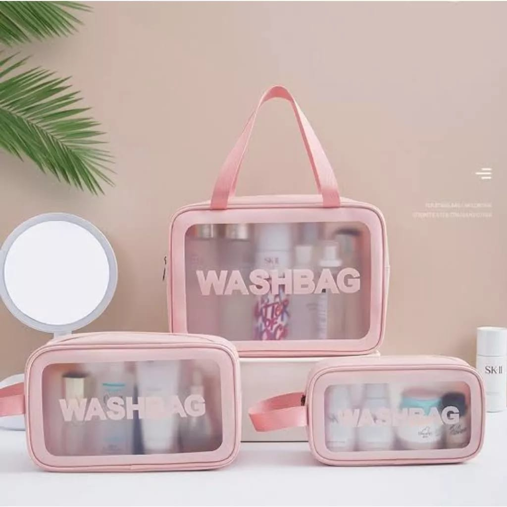 Tas Kosmetik Washbag Tempat Penyimpanan Alat Make Up Pouch Make Up Travelling Waterproof  Tas Kosmetik Transparant WASHBAG Pouch Travel Make Up Bag Organizer Dompet Kosmetik Toiletry Waterproof Pouch Kosmetik