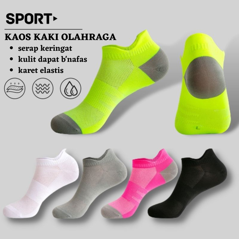 KAOS KAKI OLAHRAGA PRIA WANITA PENDEK SEMATA KAKI DEWASA ANKLE SPORT SOCKS