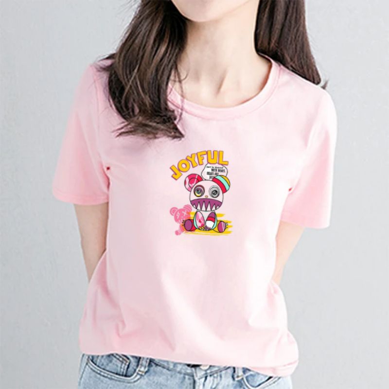 Kaos Atasan Wanita Gambar JOYFUL (Ld 43-49 , P 58-64)