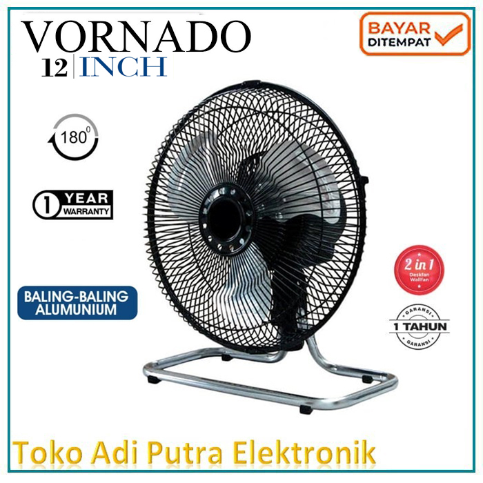 Kipas angin Tornado 12&quot; Inch Besi Deks Fan Meja 2 in1 Bisa Meja &amp; Dinding