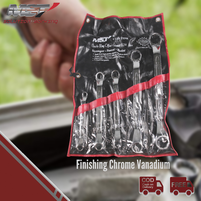 MST Kunci Set Ring-ring 8-24mm Ring-ring Wrench Set 5pcs Konci Ring Pas Set