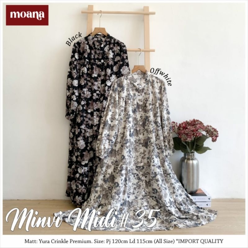 Moana Berlabel Minvi Midi Dress Motif Yura Crinkle Premium Busui