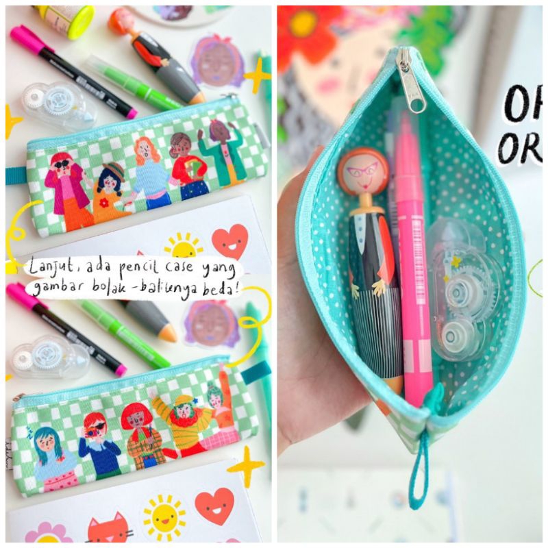 

Pencil Case Party Faces, Fancy Faces Sage, Fancy Faces Black by Ideku Handmade