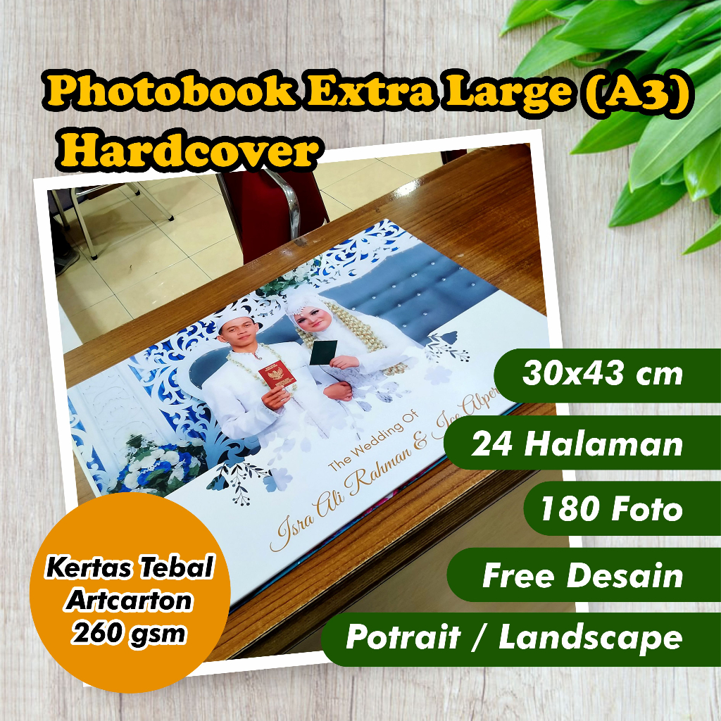 Photobook XL / A3 (24 hal) - 180 FOTO - 30 x 43 cm - Hardcover - Cetak Album Magazine Foto Book Kola