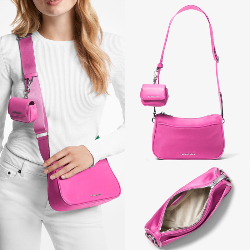 MICHAEL KORS Jet Set Medium Nylon Crossbody Bag with Case for Apple AirPods Pro® cerise