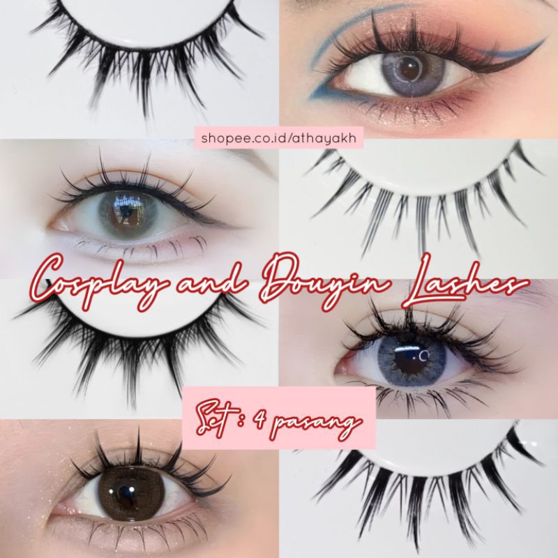 4 Pasang Bulu Mata Palsu Dolly Eyelashes / Fairy Lashes untuk Cosplay dan Korean / Douyin Makeup