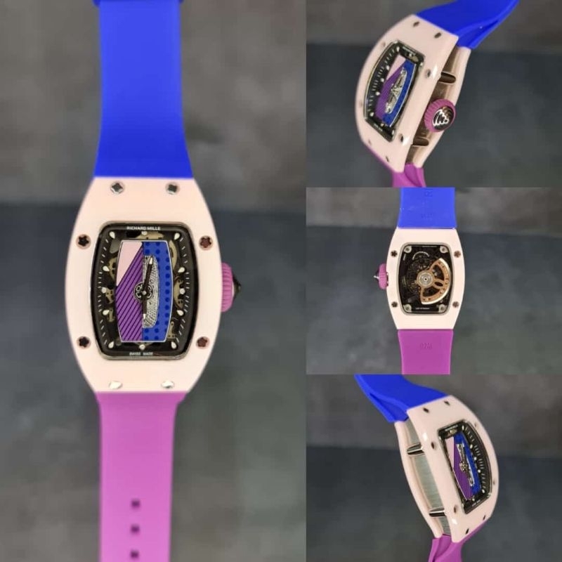 Jam tangan RM 07-01 Lady Blue Purple Colored Ceramic Collection Automatic Swiss fullset