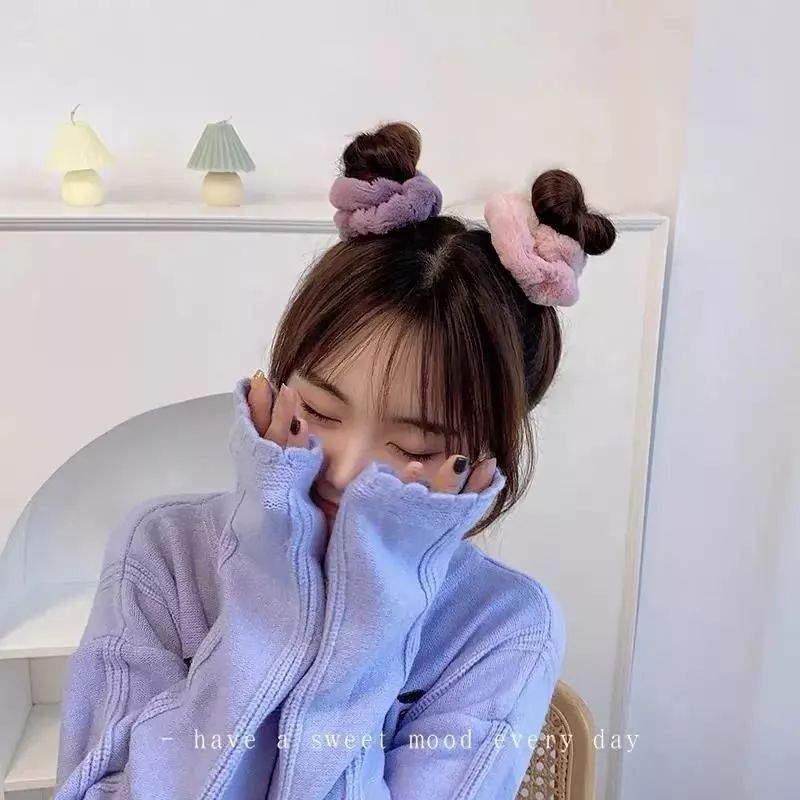 Scrunchie Korea Faux Fur Bulu Cepol Rambut Ikat Rambut  Kunciran Korean Hair Scrunchies Kuncir