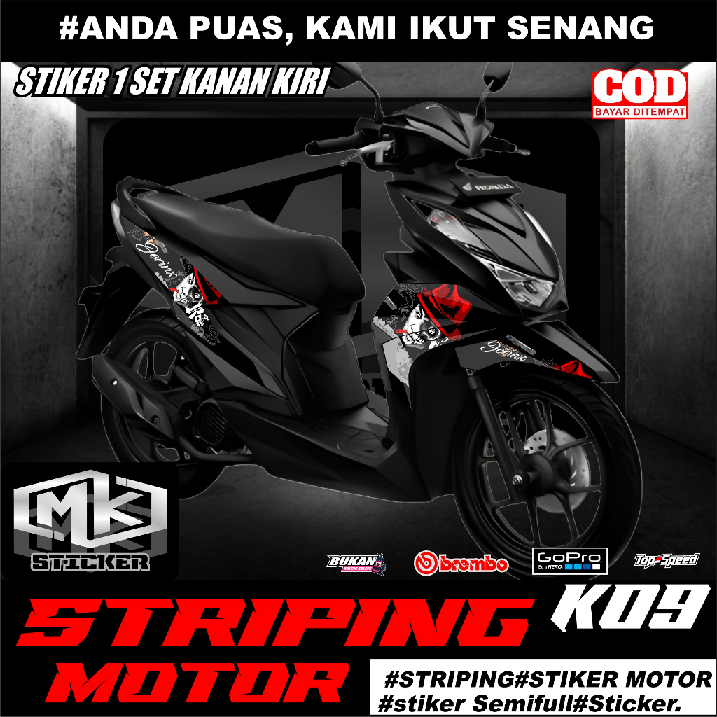 STRIPING STIKER SETIKER MOTOR BEAT DELUXE NEW ESP 2020-2021-2022 (k09) BEAT STREET NEW COD