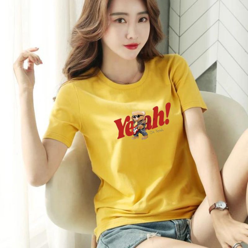 Kaos Wanita Gambar Oh Yeah Bear (LD 43-49 , P 58-64)