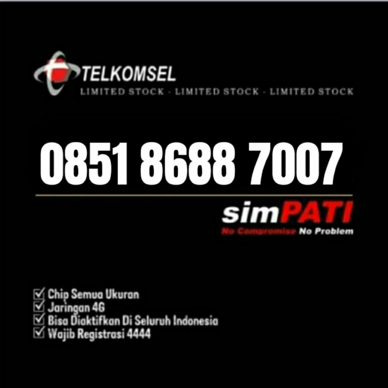 Perdana simpati nomor cantik rapi 8688 7007 007 887007 887 007