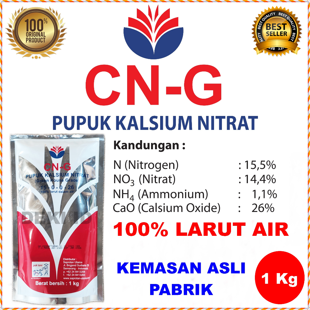 CNG Pak Tani 1 Kg Pupuk Kalsium Nitrat Calcium CN-G Kemasan Pabrik Hidroponik Green House Grade Caln
