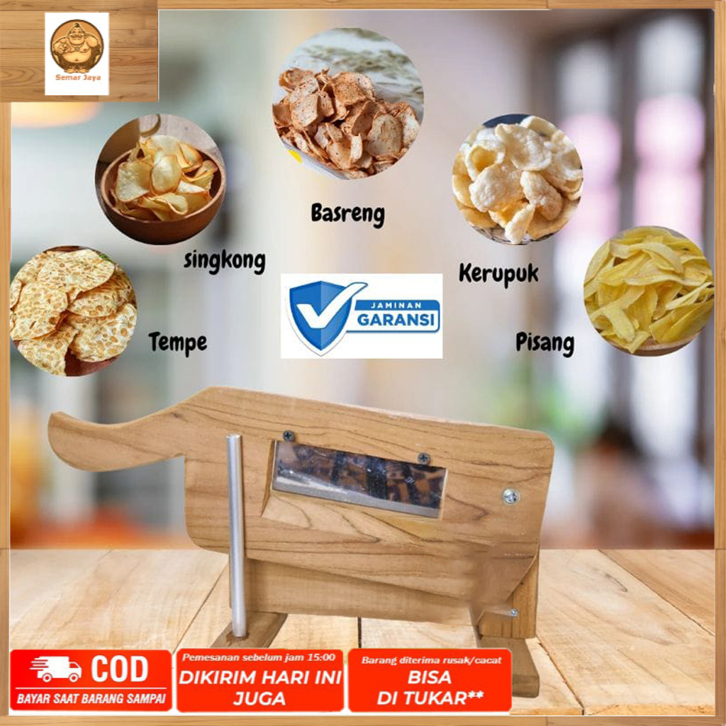 PROMO KAYU JATI ALAT PENGIRIS PEMOTONG SERBAGUNA UNTUK KERUPUK DAN KERIPIK SINGKONG PISANG TEMPE BASRENG