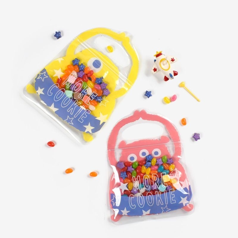 ZIPPER BAG MONSTER PINK YELLOW/ ZIPLOCK LUCU AESTHETIC UNYU