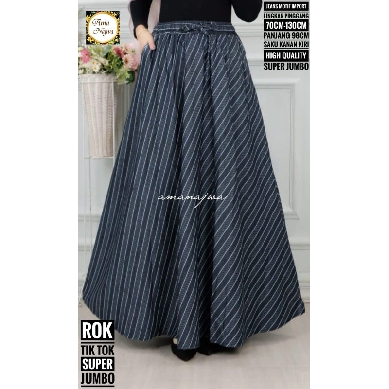 Rok super jumbo by Ama najwa bahan jeans motif