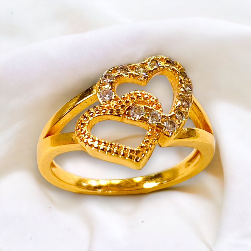 [tiara] cincin wanita /cincin love kupu / cincin lapis emas / cincin replika emas/ cincin permata