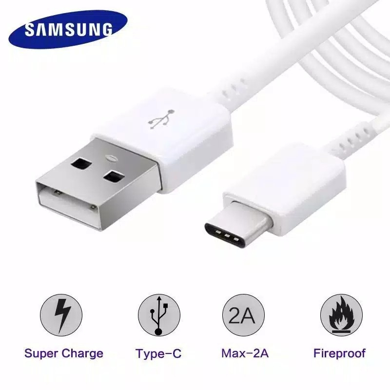 1 kabel data charger samsung a12 A02S fast charging - Putih