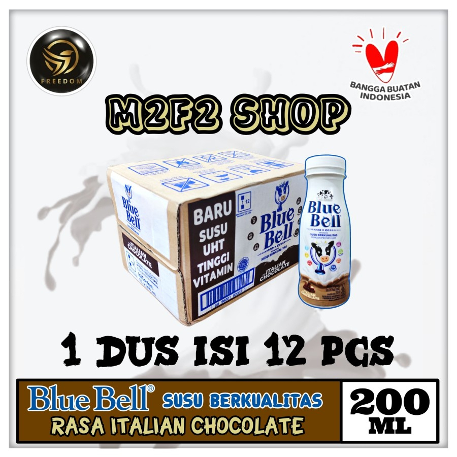 

Blue Bell Susu Italian Chocolate | Cokelat Botol Pet - 200 ml (Kemasan Karton)