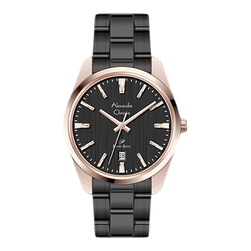 JAM TANGAN PRIA ALEXANDRE CHRISTIE AC 1035MD BLACK ROSE GOLD RANTAI ORIGINAL