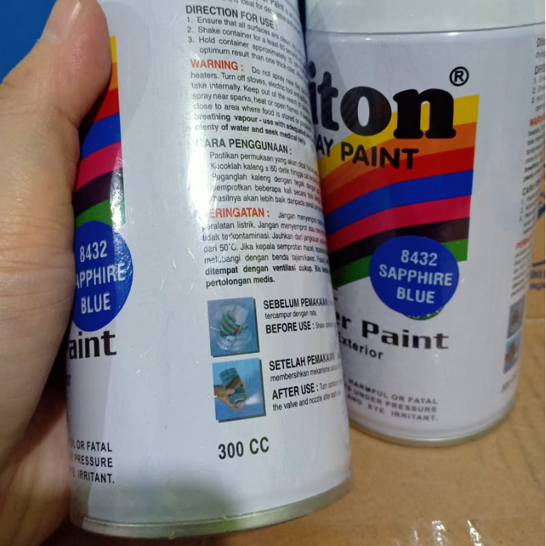 SOLID COLOURS DITON Spray Paint Acrylic Lacquer Paint Pilox Pilok Cat Semprot - 8432 SAPPHIRE BLUE / BIRU SAFIR (300cc / 300ml)