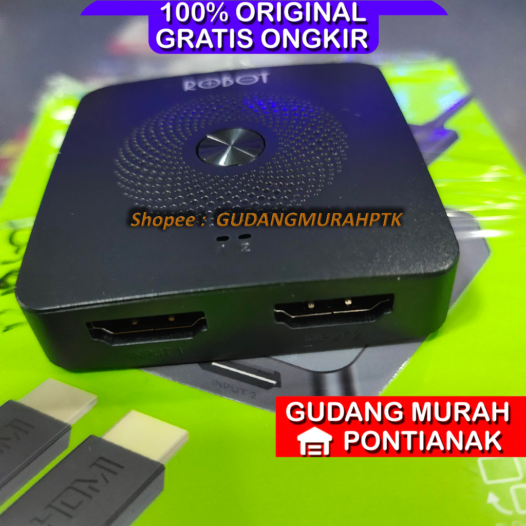 HDMI Selector ROBOT HM103 HDMI Switch and Splitter 2in 1out / 1in 2out Bi-Direction 4k Black Original - Bukan AV SELECTOR aransi 1 Tahun