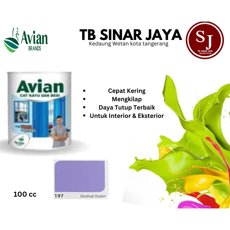 Cat Kayu dan Besi Avian 100cc / Cat Minyak Sintetis - 197 Orchid Violet