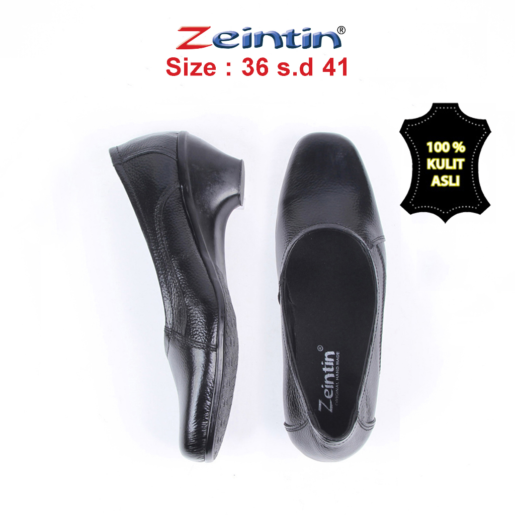 Zeintin - Sepatu Pantofel Wanita Sepatu Pantofel Kerja Wanita Bahan Kulit Sapi Asli Sepatu Formal Sepatu Wanita Warna Hitam BJ