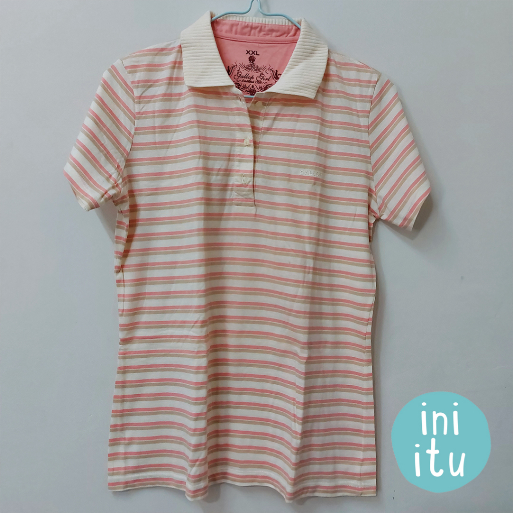 [Preloved] Kaos Polo Gallop Girl Strip Pink XXL