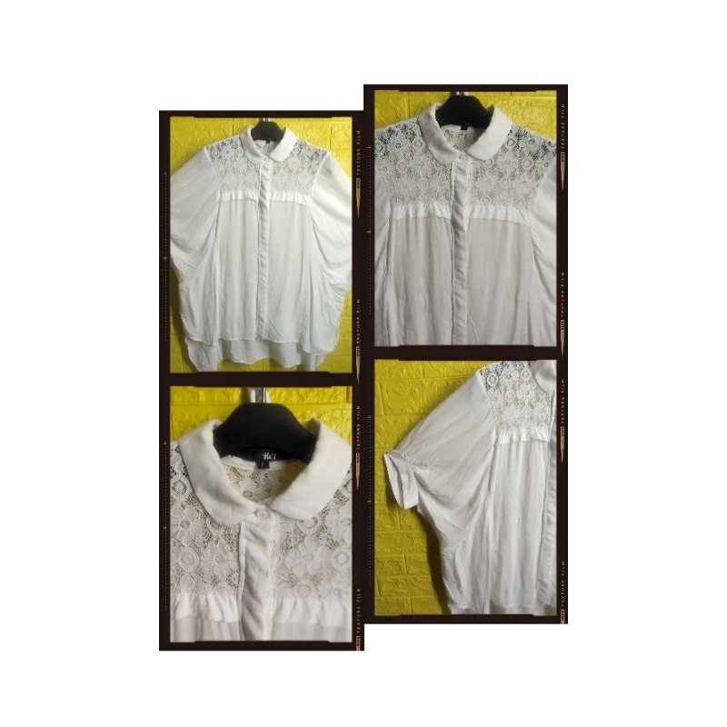 Atasan/Tunik Warna Putih Motif Bunga Kombinasi