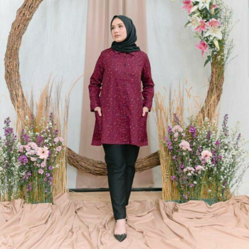 [NEW] Heaven Lights HL x Dwihanda Pocket Shirt - Burgundy S LD 92cm