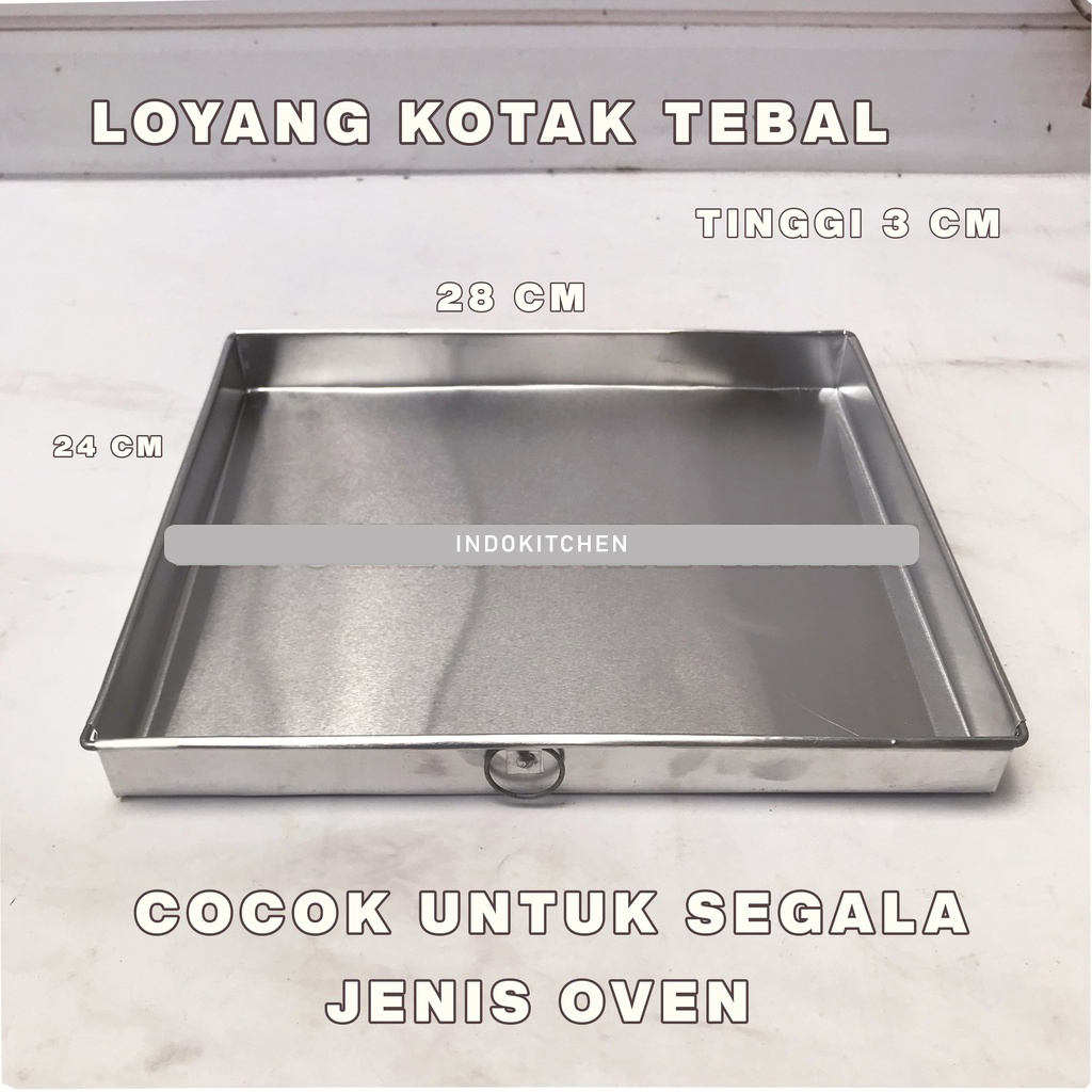 Loyang Kotak Sedang Tebal Premium - Loyang Oven Kue Kering Stainless - Loyang Sedang Stainless Steel