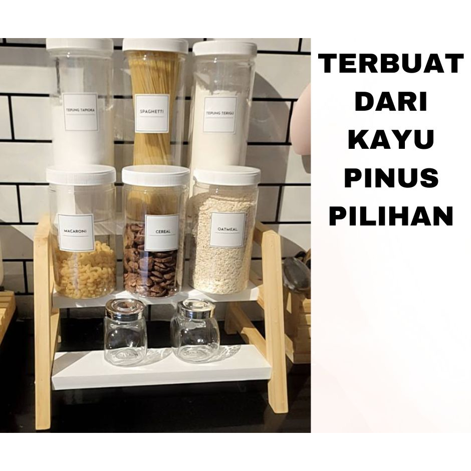 TERMURAH  Rak Dapur Mini 3 Tingkat Aestetic | Rak Bumbu 3 Tingkat Ambalan Putih TERBUAT DARI KAYU PI