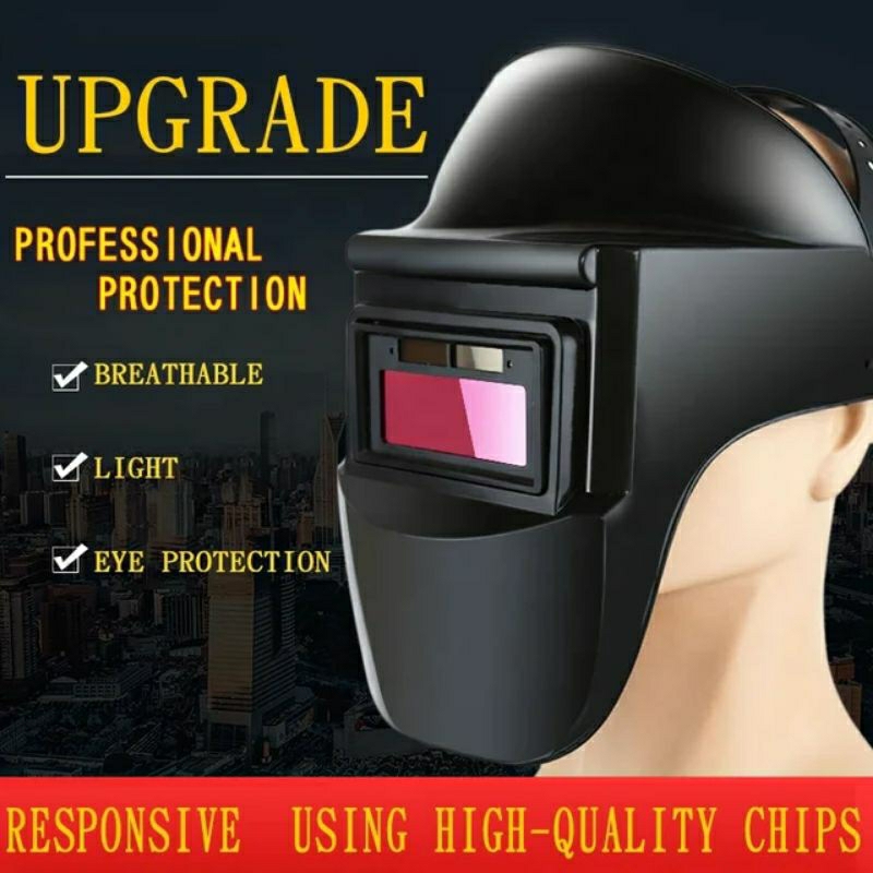 Helm Las Otomatis Auto Darkening Berubah Gelap Saat Ada Cahaya Lebih Terang Dari Luar Solar Full Face Taffguard Helmet