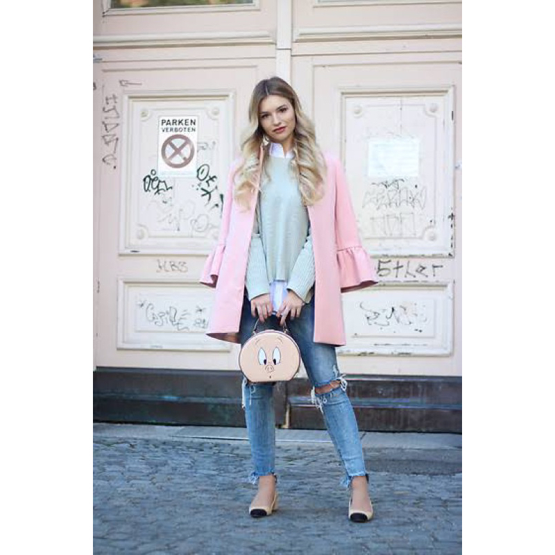 Preloved hanya dipakai 1x Zara Long Coat Blazer Panjang Pink Sz Xs