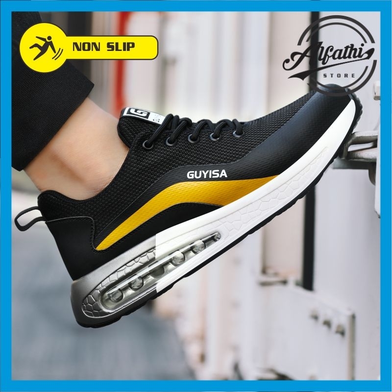 AlFathi Sepatu Safety Sneakers Sport Ori By Guyisa New Black Gold