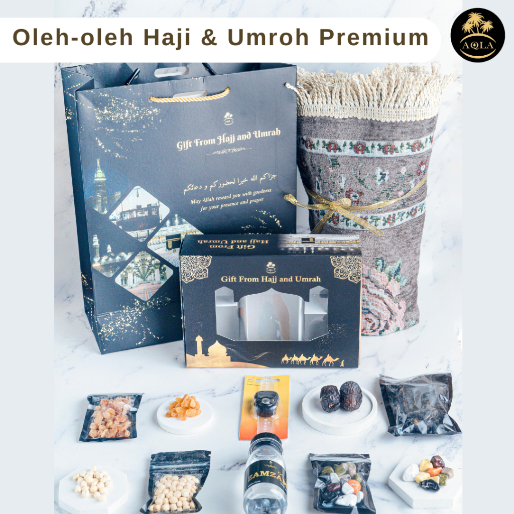 Oleh oleh Umroh dan Haji Premium / Paket Oleh oleh Umroh dan Haji / Sajadah Paperbag Kurma Ajwa Air zam zam asli 100%