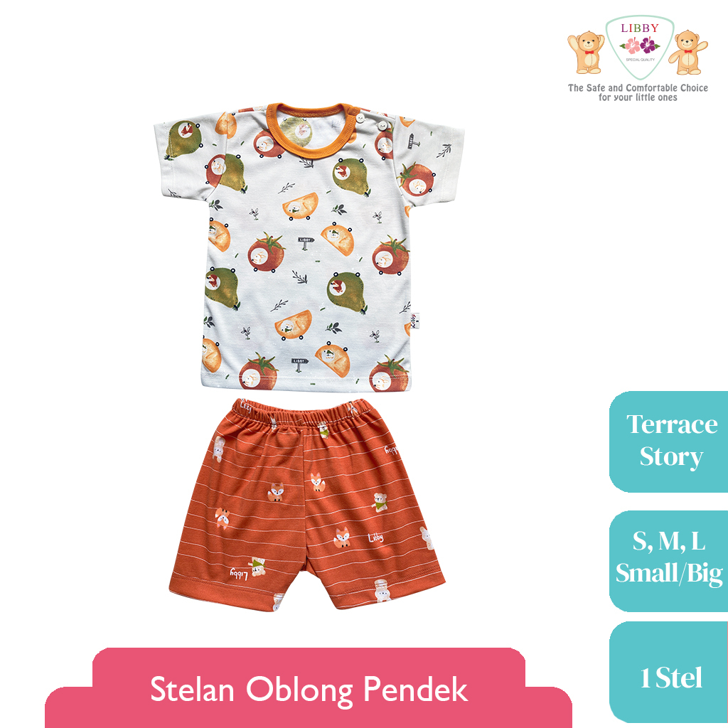 LIBBY Stelan Oblong Pendek Motif Terrace Story (1 stel) Terbaru