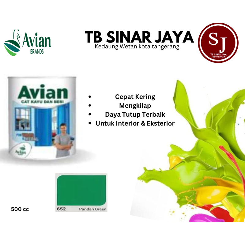 Cat Kayu dan Besi Avian 500cc / Cat Minyak Sintetis - 652 Pandan Green