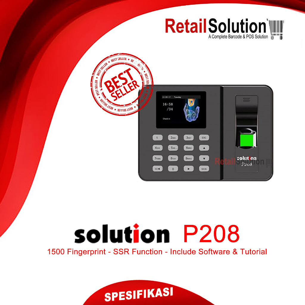 Solution P208 SSR Fingerprint - Mesin Absensi Sidik Jari