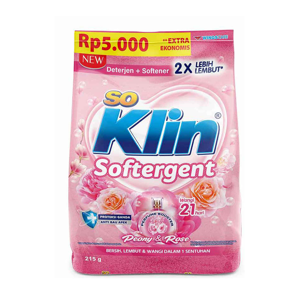 SoKlin / Detergent Bubuk+Pelembut / Peony &amp; Rose / 215g