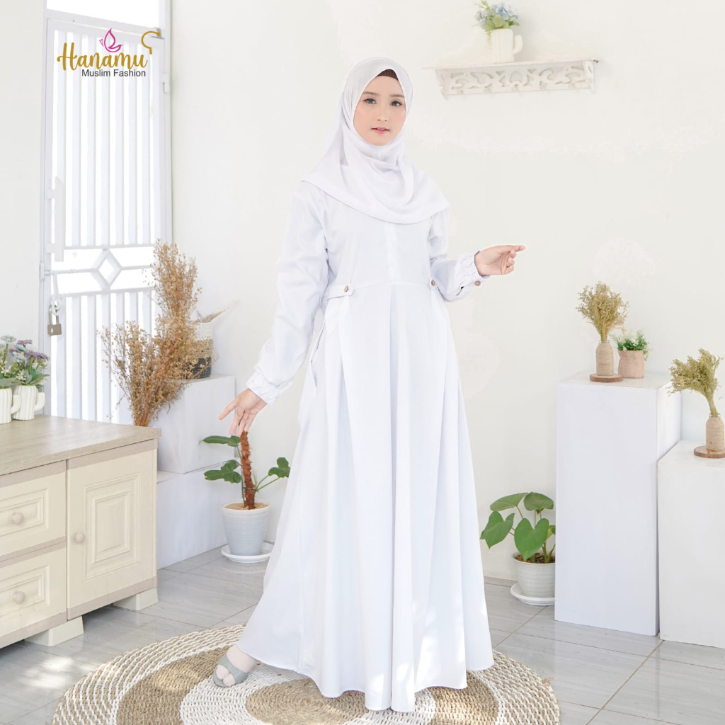 GAMIS PUTIH POLOS DRESS ABAYA UMROH HAJI / GAMIS SYARI WANITA POLOS PREMIUM MODEL TERBARU / GAMIS KA