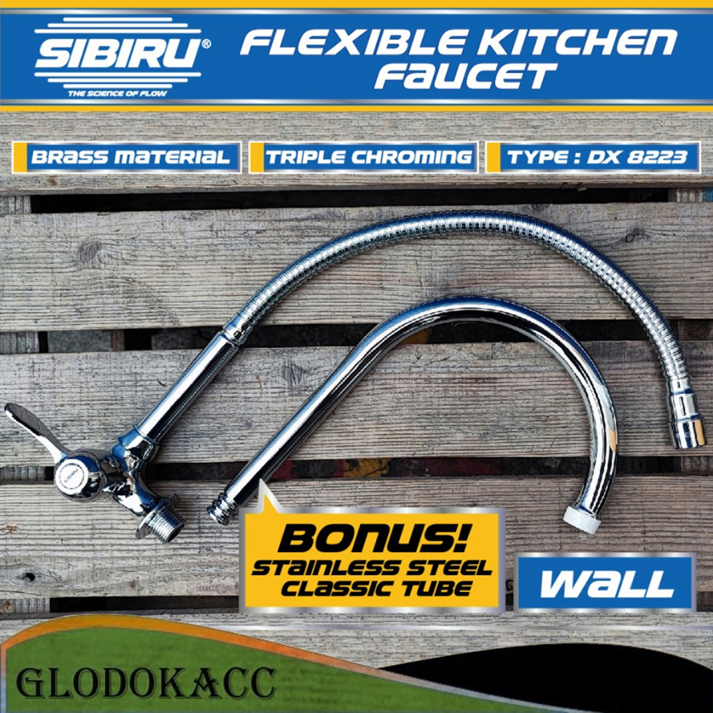 Kran Keran Air Tembok Flexible Kuningan Sink Wastafel Dapur DW 8221