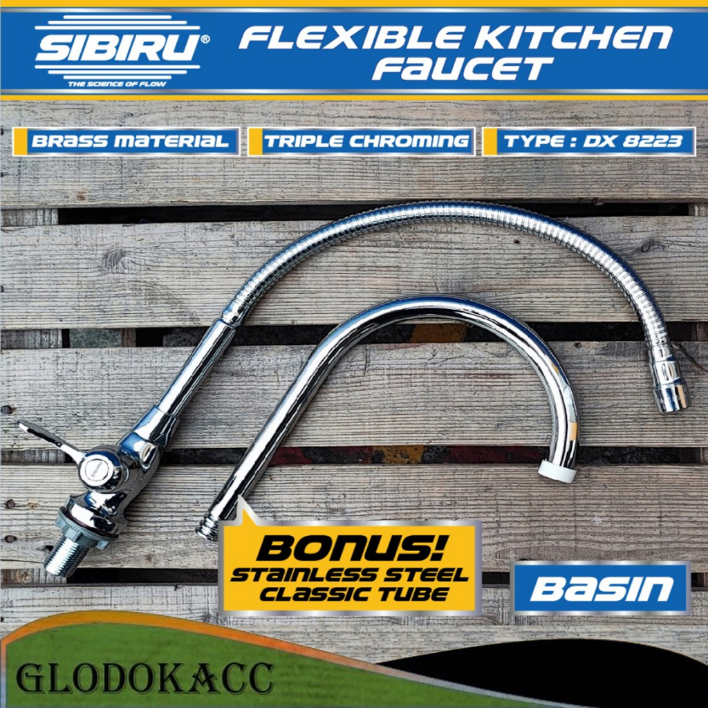 Kran Keran Air Basin Flexible Kuningan Sink Wastafel Dapur DX 8223