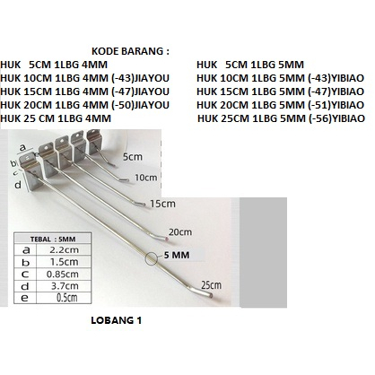 huk/hook cantolan ram kawat besi stainles/harga/pcs